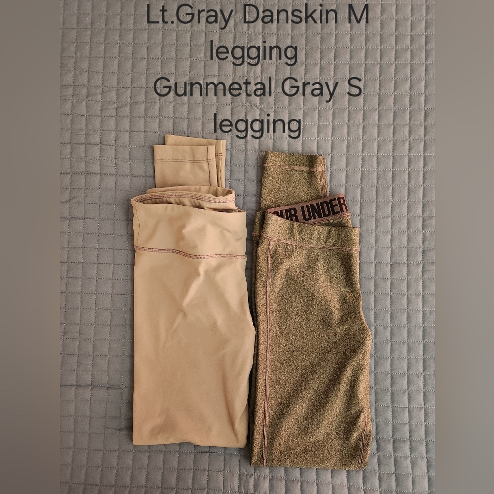 2 Pieces. Danskin Light Gray Leggings & Gunmetal Leggings